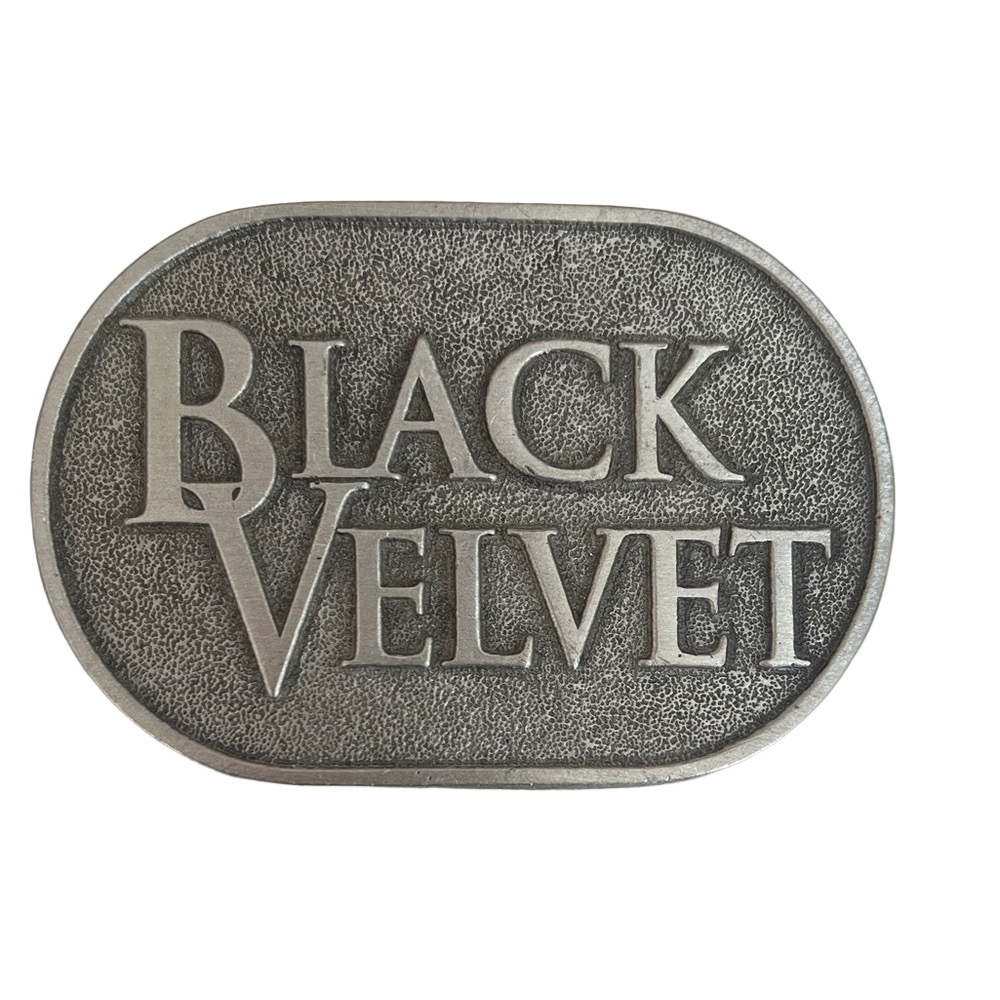 Vintage metal Black Velvet belt buckle